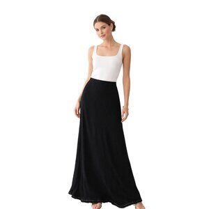 St John Evening Silk Maxi Skirt 6 Rhinestone Hem Side Zip Formal Luxury
